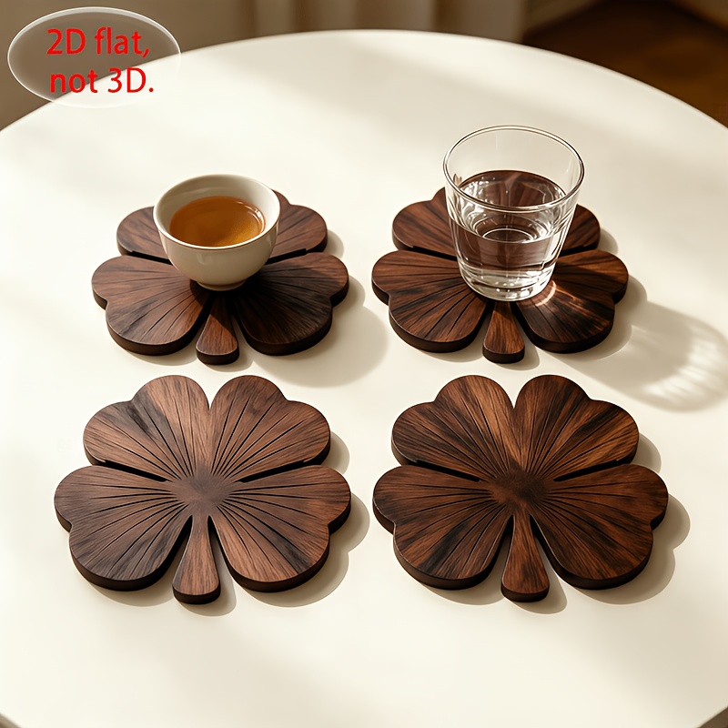 Coffee Tea And Sugar Set - 4 sztuki płaskich drewnianych podkładek 2D