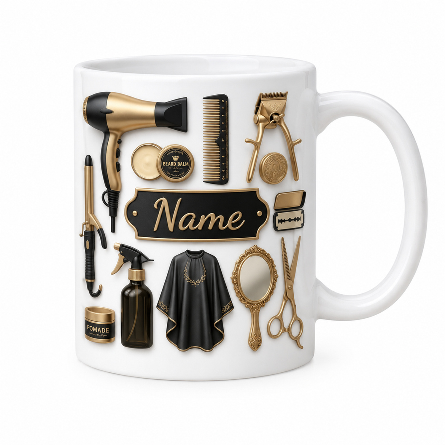 Coffee Tea Name - Personalizowany kubek ceramiczny dla barberów, pojemność