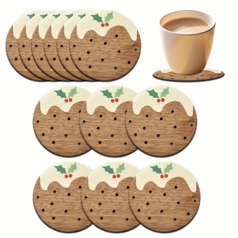 Coffee Tea And Sugar Set - Drewniane Podkładki Pod Kubki w Stylu