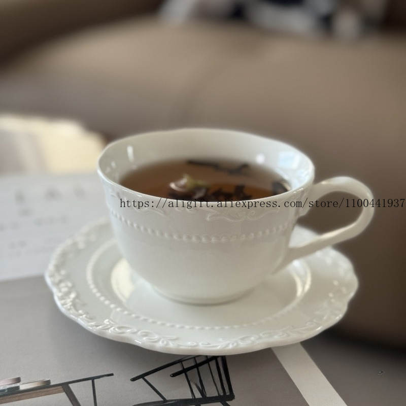 Coffee Tea And Sugar Set - Francuski lekki luksusowy wytłoczony kwiatowy zestaw