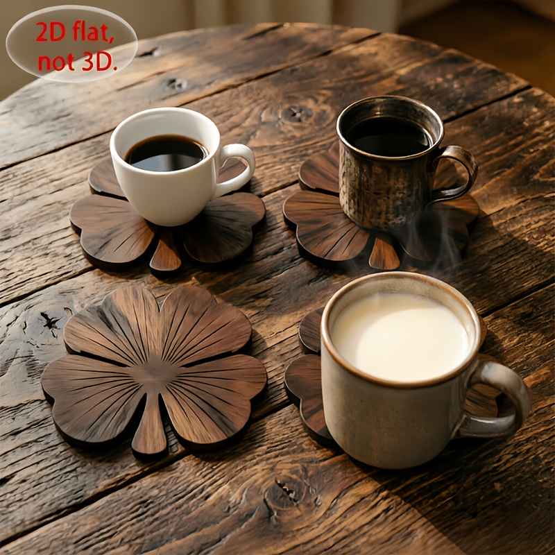 4 sztuki płaskich drewnianych  – Coffee Tea And Sugar Set recenzja i cena